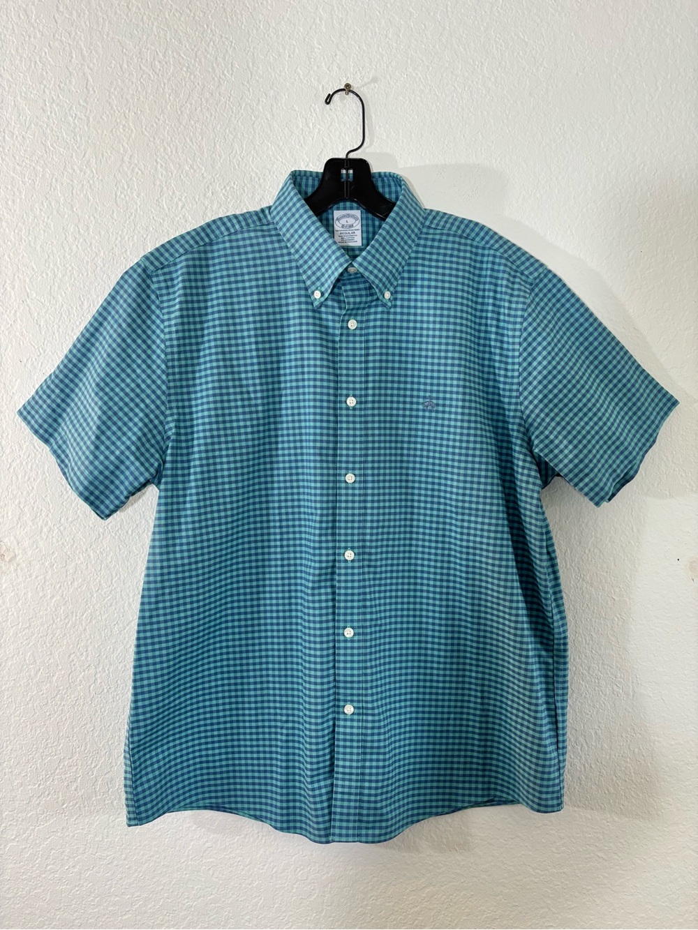 Brooks Brothers The Original Polo Shirt Short Sleeve Gingham Print Size Large - Picture 2 of 7